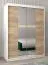 Armoire à portes coulissantes / Penderie Bisaurin 3B avec miroir, Couleur : Blanc mat / Chêne de Sonoma - Dimensions : 200 x 150 x 62 cm ( H x L x P)