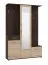 Vestiaire avec miroir Cupria 01, Couleur : Chêne de Sonoma / Chêne de Sonoma Foncé, cinq patères, un tiroir, 10 compartiments, Dimensions : 197,5 x 133,5 x 33 cm