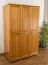 Armoire | 3 portes battantes | 4 casiers | avec tringle à vêtements | 120 cm de large | Bois massif | Couleur: Aulne Abbildung