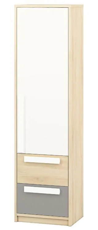 Chambre d'adolescent - Armoire étroite, Couleur: Hêtre / Blanc / Gris platine, 199 x 54 x 40 cm (H x L x P) Abbildung