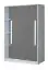 Chambre d'enfant - Armoire à portes coulissantes / armoire Walter 12, couleur : blanc / gris brillant - 191 x 120 x 60 cm (H x L x P)
