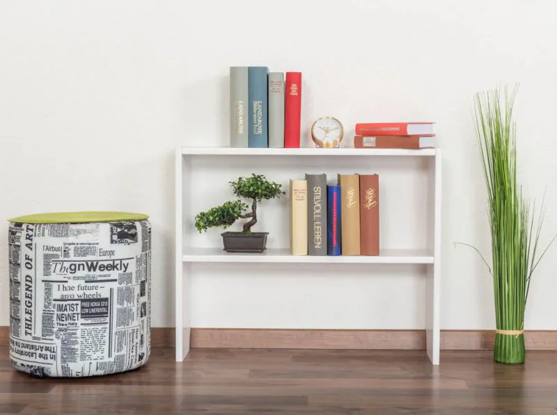 Étagère Easy Möbel S07 | Hêtre massif blanc laqué | 60 x 74 x 20 cm | Design moderne et robuste