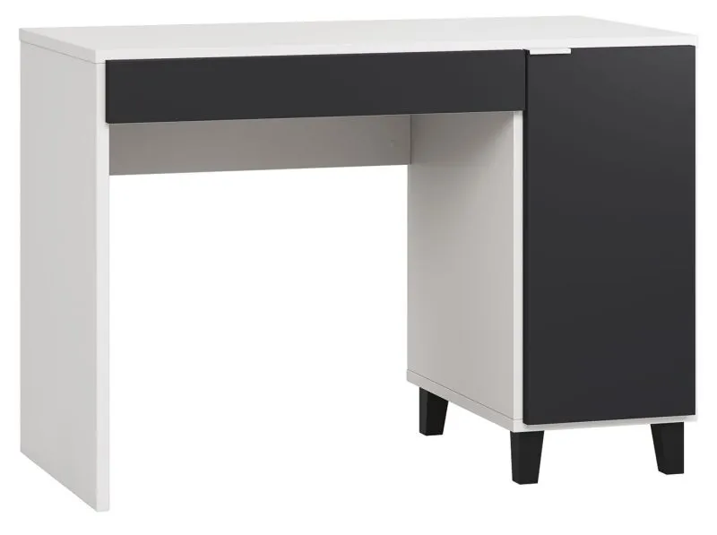 Bureau Vacas 01 blanc/noir | 78 x 110 x 57 cm | Grand tiroir | Soft Touch | Rangement modulable