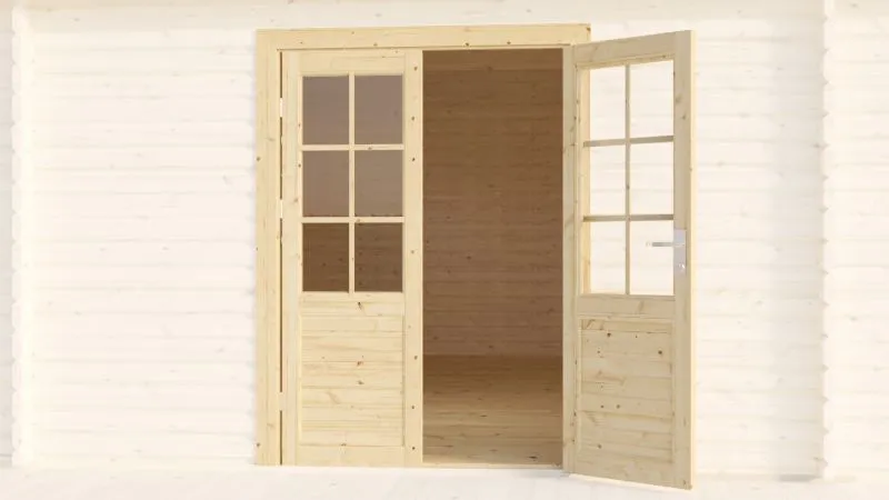 Porte double pour abris de jardin 34 mm, dimensions : 1420 x 1958 mm