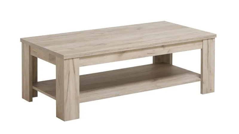 Table basse / Table de salon avec une étagère Vojvo 01, Couleur : Chêne gris, ABS, Dimensions : 41,5 x 120 x 60 cm, pour le salon
