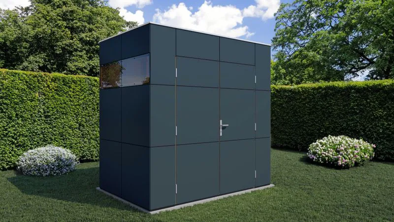 Abri de jardin moderne Frankfurt 03, abri de jardin en anthracite - maison de jardin en éléments, surface au sol : 3,51 m².