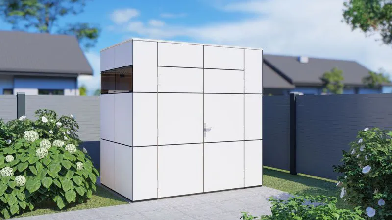 Abri de jardin moderne Frankfurt 03, abri de jardin en blanc - Maison de jardin en éléments, Surface au sol : 3,51 m²