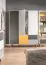 Chambre d'adolescents - armoire à portes battantes / armoire Syrina 05, couleur : blanc / gris / jaune - Dimensions : 202 x 153 x 55 cm (h x l x p)