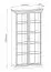 Vitrine Torsakala 07, Portes vitrées modernes avec cadre en bois, Blanc opalin, 3 étagères, 5 compartiments, Éclairage LED inclus, 200 x 103 x 41 cm, Poignées en métal