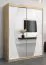 Armoire penderie à portes coulissantes Calvitero 03 avec miroir | Chêne Sonoma / Blanc mat | 200 x 150 x 62 cm