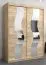 Armoire à portes coulissantes / Penderie Hacho 03 avec miroir, Couleur : Chêne de Sonoma - Dimensions : 200 x 150 x 62 cm ( H x L x P)
