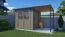 Abri de jardin Ense 03 avec plancher et toit rapporté, Cabane de jardin, Beige-gris / Anthracite, abri de jardin en éléments, Surface au sol : 6,93 m², Toit à une pente