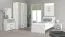 Buffet / Commode avec un tiroir Brus 11, Couleur : Blanc / Béton, trois portes, quatre compartiments, chants ABS, dimensions : 80,5 x 119 x 33 cm, pour le salon