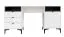 Bureau moderne blanc Ranhuil 03 | 3 tiroirs, 1 porte | 76 x 110 x 50 cm | Pieds métal noir