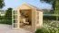Abri de jardin Zemmer 01 avec plancher, naturel - en éléments de 19 mm, surface au sol : 4,33 m², toit en bâtière, abri de jardin, double porte avec verre de sécurité