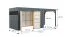 Abri de jardin Lounge Frankfurt 02 avec extension de toit | Surface au sol : 13,12 m² | Gris / Anthracite | Toit en pente | Abri de jardin modulaire | Panneaux de façade en HPL
