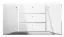 Commode Sydfalster 02, Couleur : Blanc / Blanc brillant - Dimensions : 85 x 160 x 41 cm (H x L x P), avec 2 portes, 3 tiroirs et 4 compartiments