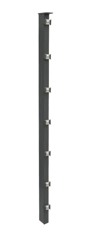 Poteaux de clôture Mod. P, Finition: Revêtement anthracite, Pour hauteur de porte: 83 cm, Longueur: 88,5 cm, Points de fixation: 5