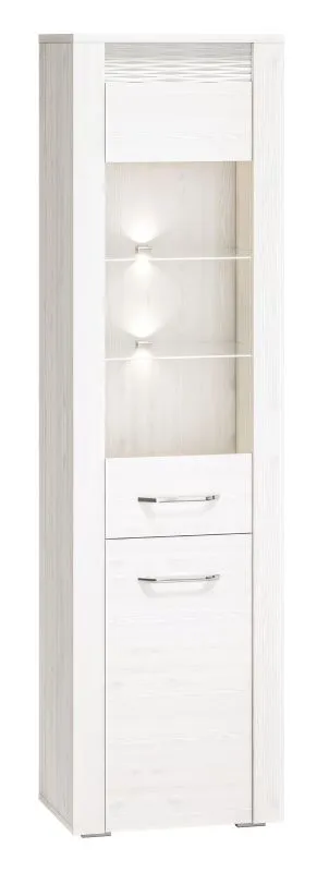 Vitrine Ullerslev 03 | Pin blanc | 200 x 55 x 40 cm | 2 portes, 5 compartiments