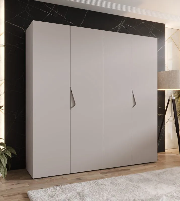 Armoire à portes battantes / 2 mètres de large / 2 tringles à vêtements / Couleur : Cachemire / Poignées : Cachemire / Dimensions : 200 x 52 x 202 cm / Armoire / 2 compartiments / 4 portes