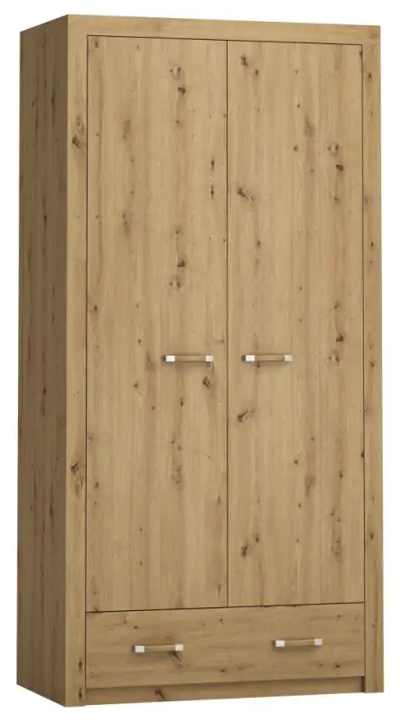 Armoire à portes battantes / penderie Vanimo 24, couleur : chêne - Dimensions : 202 x 100 x 54 cm (H x L x P)