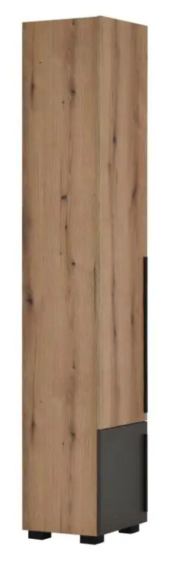 Armoire à portes battantes Burgos 02, Couleur : Chêne / Gris - 215 x 40 x 38 cm (h x l x p)