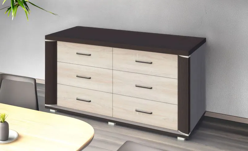 Commode Aitape 08, couleur : chêne Sonoma foncé / chêne Sonoma clair - Dimensions : 61 x 130 x 40 cm (H x L x P)