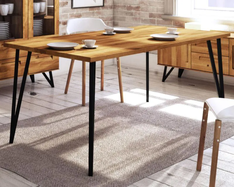 Table à manger Masterton 22 | Chêne sauvage massif huilé | 90 x 180 cm | Design exclusif