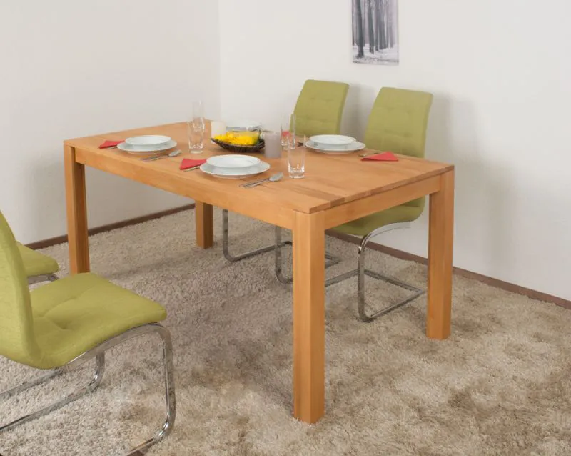 Table de salle à manger Wooden Nature 416 en bois de coeur de hêtre massif huilé - 160 x 90 cm (L x P)