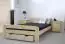 lit d'enfant / lit de jeunesse en bois de pin naturel massif A6, avec sommier à lattes - Dimensions 140 x 200 cm
