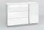 Commode Antioch 07, couleur : blanc brillant / gris clair - Dimensions : 95 x 138 x 40 cm (h x l x p), avec 1 porte, 3 tiroirs et 2 compartiments