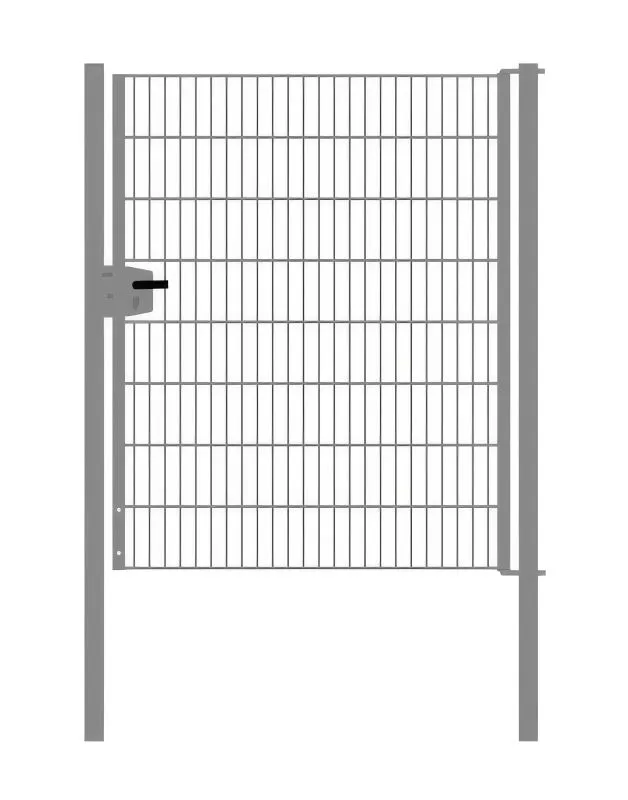 Portail en treillis métallique à 1 battant, largeur de passage : 134 cm, largeur totale avec poteaux : 146 cm, Finition: Galvanisée, Hauteur: 163 cm