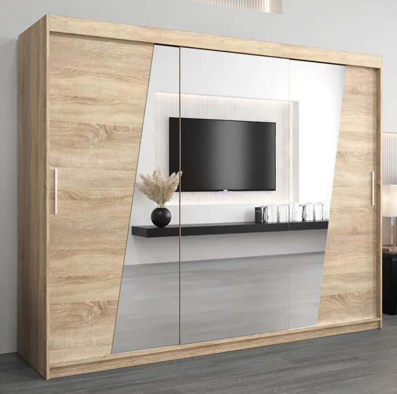 Grande 250 cm de large Armoire avec 10 casiers et 3 portes | Couleur: Chêne Sonoma Abbildung