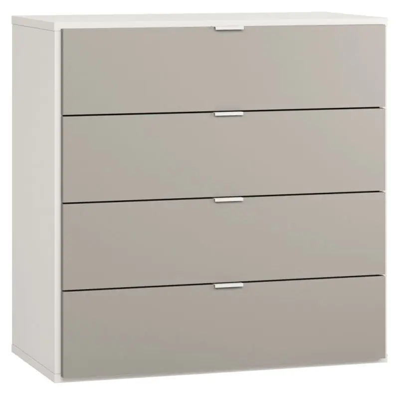 Commode Bellaco 32, couleur : blanc / gris - Dimensions : 92 x 90 x 47 cm (h x l x p)