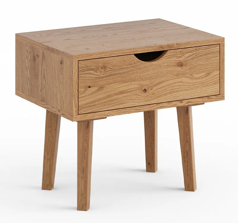 Table de nuit Minnu 09 en chêne sauvage massif | 1 tiroir Soft-Close | 50 x 55 x 40 cm | Design minimaliste