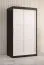 Armoire moderne Liskamm 03 | Design épuré noir mat/blanc mat | 200 x 100 x 62 cm | 5 compartiments, 2 penderies