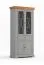 Large vitrine Gimone 02, en pin finlandais, gris, un tiroir, dimensions : 200 x 95 x 41 cm, deux portes vitrées, cinq casiers, fermeture en douceur