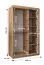Armoire / Penderie à portes coulissantes Lagginhorn 07, Couleur : Noir, une porte miroir, largeur 1,2 mètres, cinq casiers, rails en aluminium, deux tringles à vêtements