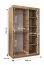 Armoire penderie à portes coulissantes avec miroir Bernina 05 | Chêne Artisan | 1,2 m de large | 5 compartiments | 2 tringles | Rails aluminium
