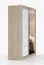 Armoire penderie à portes coulissantes avec miroir | Chêne / Blanc | Cuillin 09 | 218 x 183 x 61 cm | 2 portes | 6 compartiments | Façade effet bois