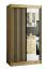 Armoire à portes coulissantes / Penderie Borgis 02C avec miroir, Couleur : Chêne Artisan / Noir mat - Dimensions : 200 x 120 x 62 cm (H x L x P)