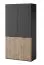 Armoire Bainton 01, Couleur : Noir / Chêne Wotan, 200 x 101 x 51 cm, 6 compartiments, 2 tringles à vêtements, beaucoup d'espace de rangement, design élégant, durable