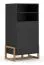Commode Kustanai 03, Couleur : Noir / hêtre - Dimensions : 116 x 63 x 42 cm (h x l x p)