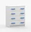 Commode 80 cm de large / 90 x 80 x 40 cm / Blanc / Smolikas 19 / 4 tiroirs spacieux / Poignées en bois bleues / Enfants / Jeunes 