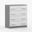 Commode Smolikas 17 | 80 cm large | Blanc / Gris | 4 tiroirs spacieux | Poignées bois blanches | 90 x 80 x 50 cm
