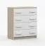 Commode 80 cm de large / 90 x 80 x 40 cm / Blanc / Chêne de Sonoma / Smolikas 09 / 4 tiroirs / Poignées en bois blanc / Bicolore / Enfants / Jeunes