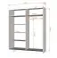 Armoire penderie portes coulissantes Cuillin 12, effet chêne/miroir, noir, 6 compartiments, 2 portes, 218x183x61 cm