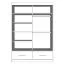 Armoire penderie coulissante avec miroir | 1,5 m de large | Gris / Noir | Lusatian 10 | 218 x 150 x 61 cm | 2 tiroirs | 6 compartiments