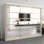 Armoire à portes coulissantes / Penderie Aizkorri 06B avec miroir, Couleur : Blanc mat / Chêne de Sonoma - Dimensions : 200 x 250 x 62 cm ( H x L x P)