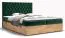 Lit boxspring moderne avec rangements Pilio 63 | Velours vert & chêne Golden Craft | 140 x 200 cm